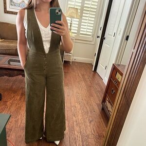 By Together green corduroy overalls